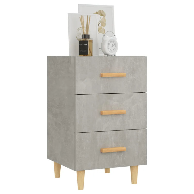 Westbury 40cm W Bedside Table, Concrete Grey/Natural