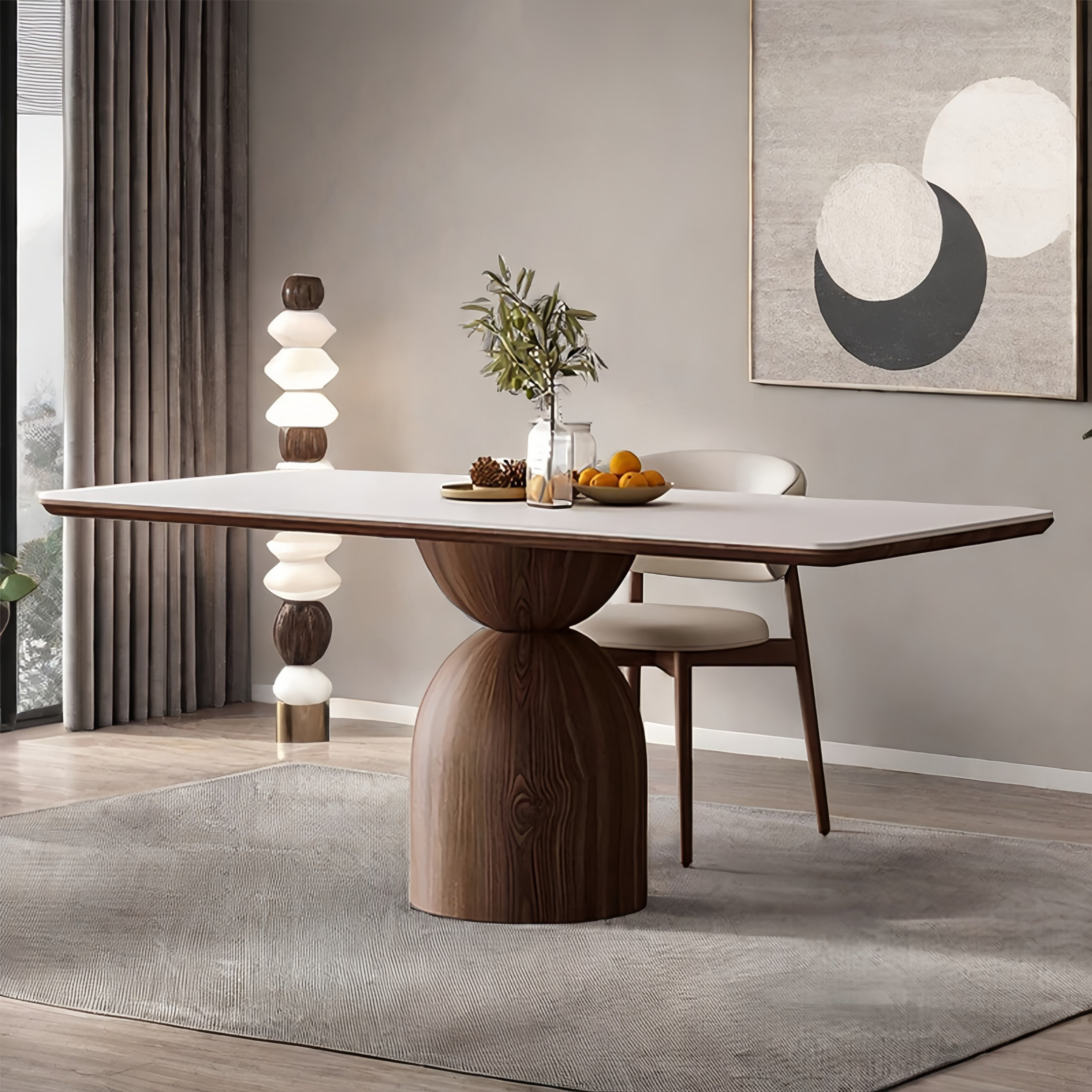 HEshihome Ash Wood Rock Slab Rectangular Dining Table Sets | Wayfair