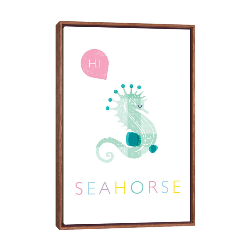 Hippocampe - impression, H 26 po x l 18 po x 1,5 po, Toile avec cadre brun, Pas de tapis