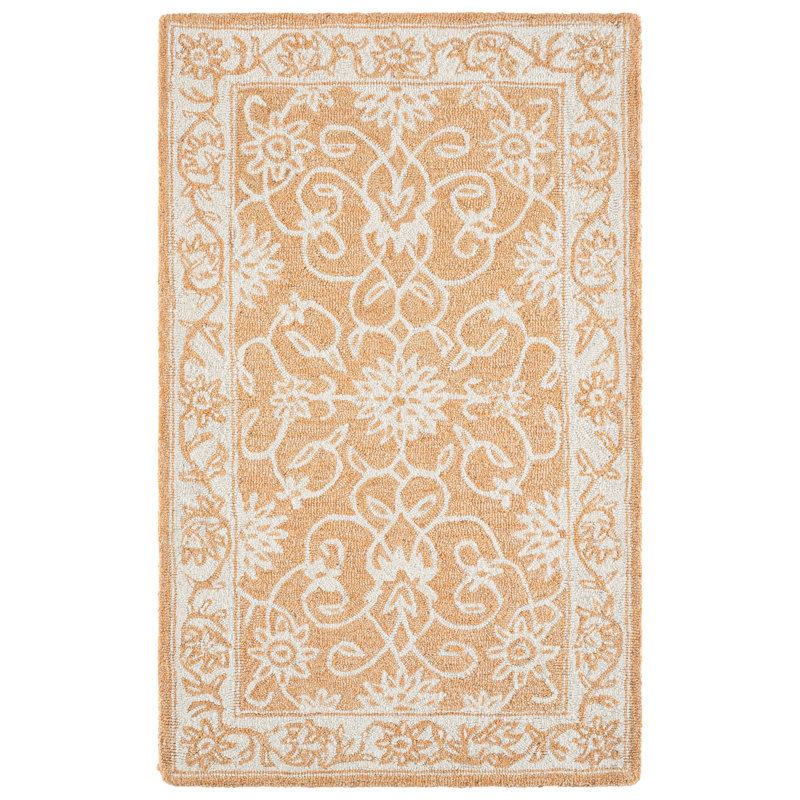 Abraya Hand Tufted Wool Floral Rug, Rectangle 3' x 5'