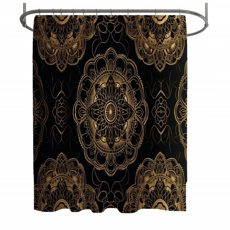 Rideau de douche Mandala - Décoration de salle de bain bohémienne, H 93 po x l 70 po