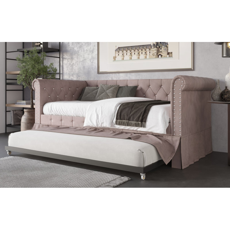 Ersoy Twin Daybed with Trundle, Pink