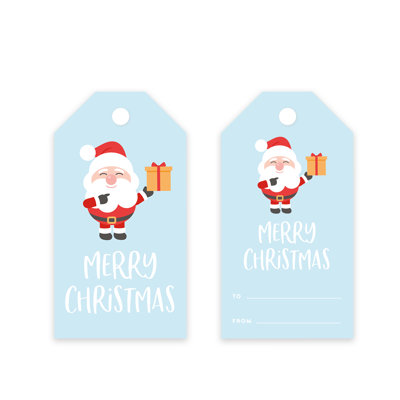  Paquet de 60 étiquettes de cadeau de Noël «Merry Christmas Classic Santa Design»
