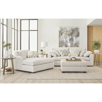3-Piece Living Room Set - Sofa, Theater Chaise, And Ottoman In Lilou Winter/Hinge Porcelain