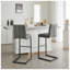 Ensemble de 2 tabourets de bar en similicuir gris avec structure en métal noir - Tabourets de cuisine rembourrés pour comptoir de bar et de salle à manger-297570804