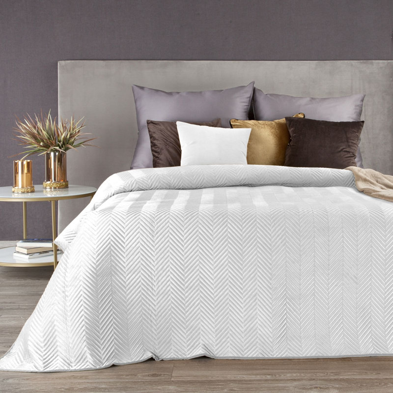Gaphna Polyester Solid Colour Bedspread, W170 x L210cm, White
