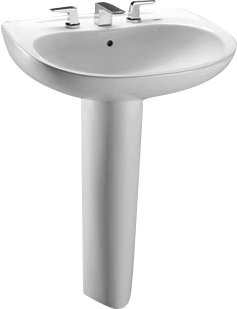Lavabo de salle de bain à piédestal ovale TOTO® Prominent® avec Ce FiONtect ™ pour robinets centraux de 8 pouces, os