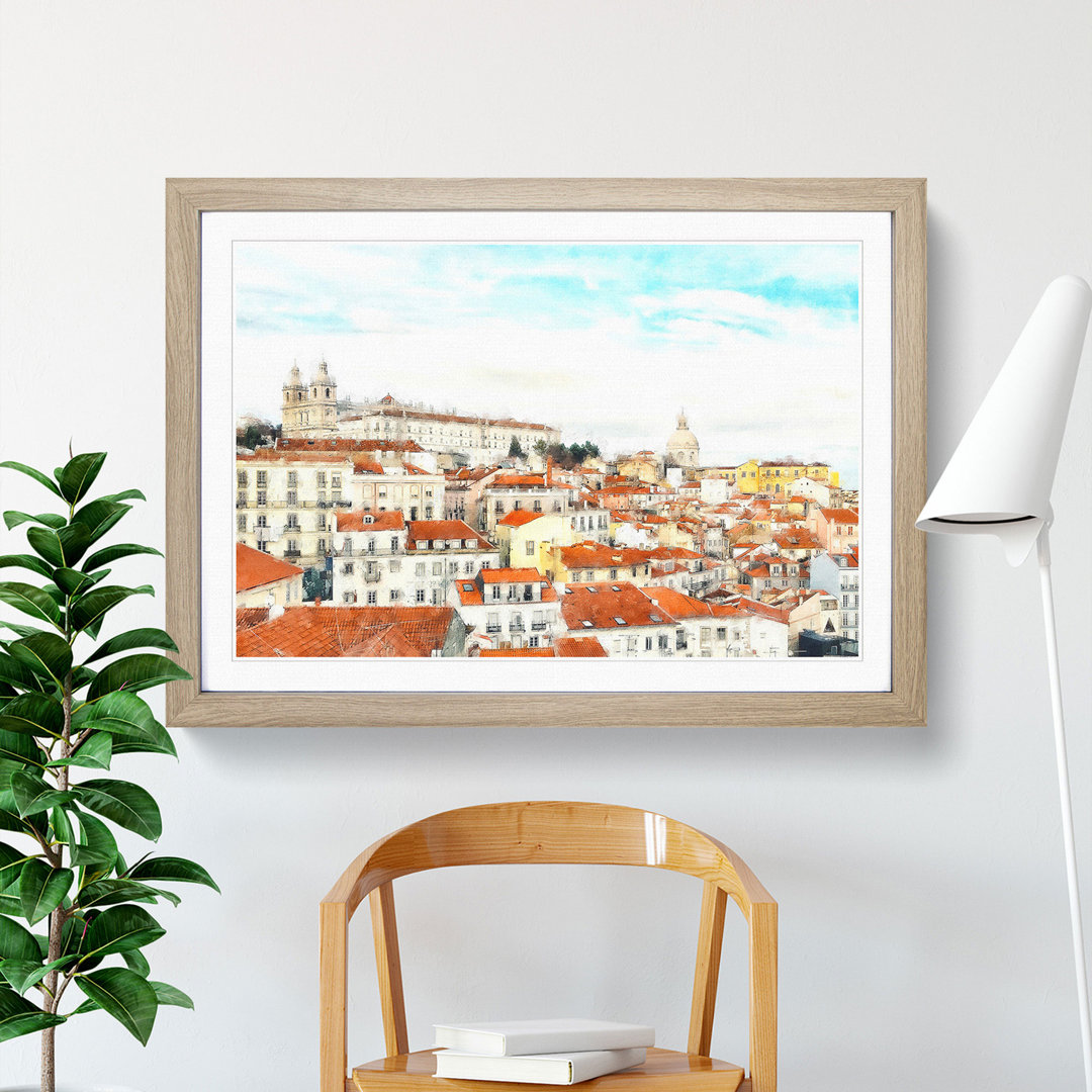 Alfalma Lisbon Portugal Skyline - Picture Frame Painting
