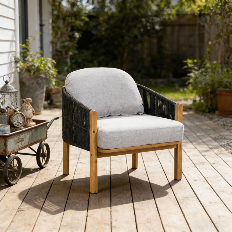 Outdoor Wood Club Chair, Gray-Quantity 1