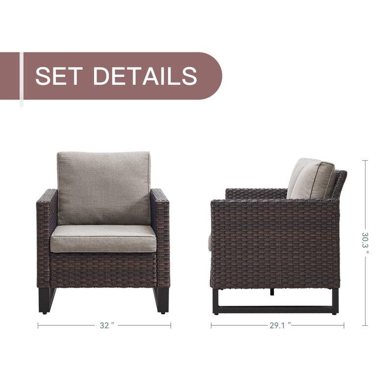 Naresa 4-Piece Wicker Patio Chair & Ottoman Set  Comfort For Your Backyard Oasis, Gray
