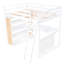 Lit mezzanine avec tablettes, bureau, blanc pour une chambre confortable, bureau