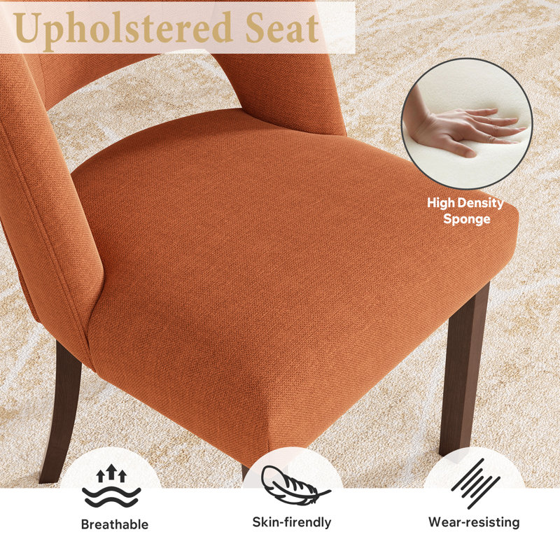Chaise d'appoint rembourrée en bois massif, Orange