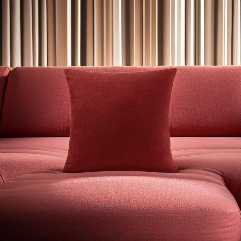 Velvet Feel Chenille Scatter Cushion Cover, 55 cm x 55 cm, Red