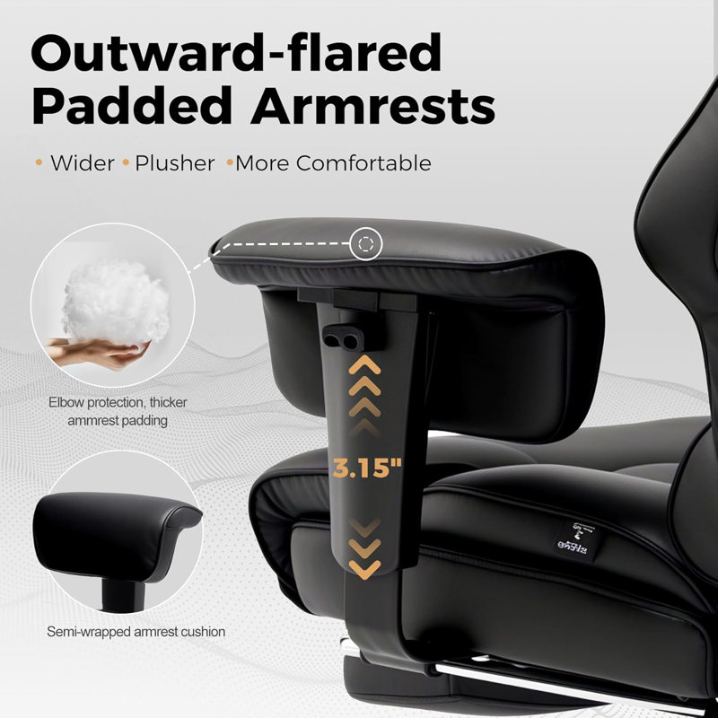 Big And Tall Office Chair 400Lbs High Back Leather Executive Chair With Ergonomic Lumbar Support & Pocket Spring Cushion For Lower Back Pain Relief, Computer Gaming Chair With Foot Rest