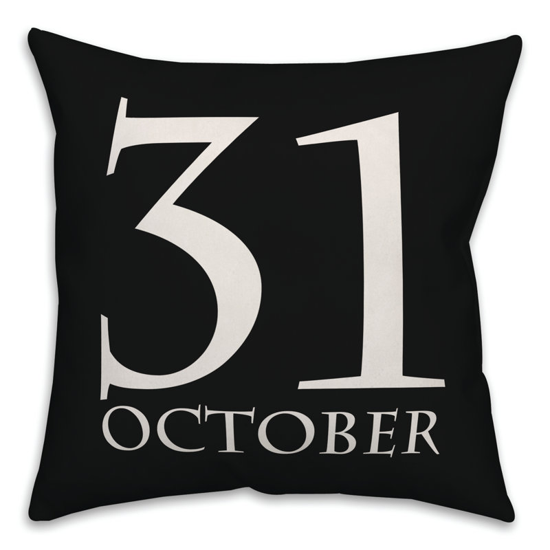  Coussin décoratif 31 octobre, 16 po x 1 po, Noir, Housse de coussin seulement - sans coussin