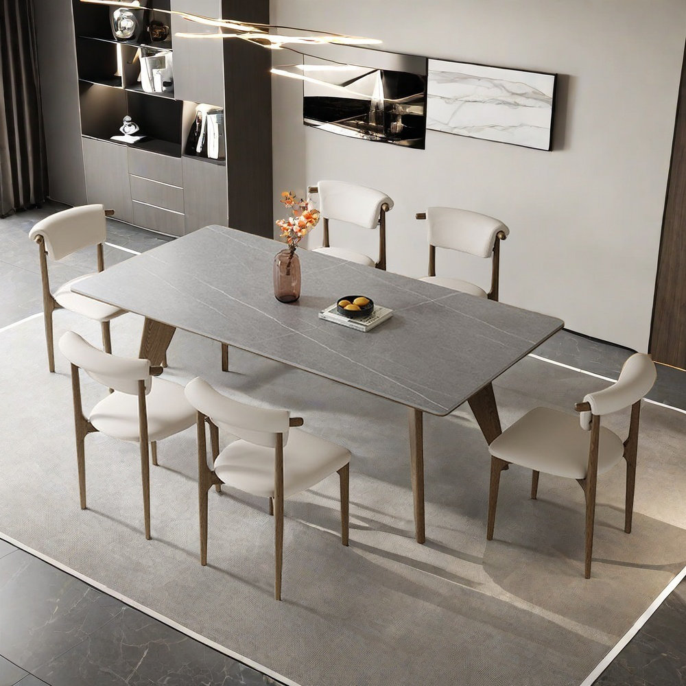 Graceful Nests Furnishings Rectangular solid wood rock slab dining ...