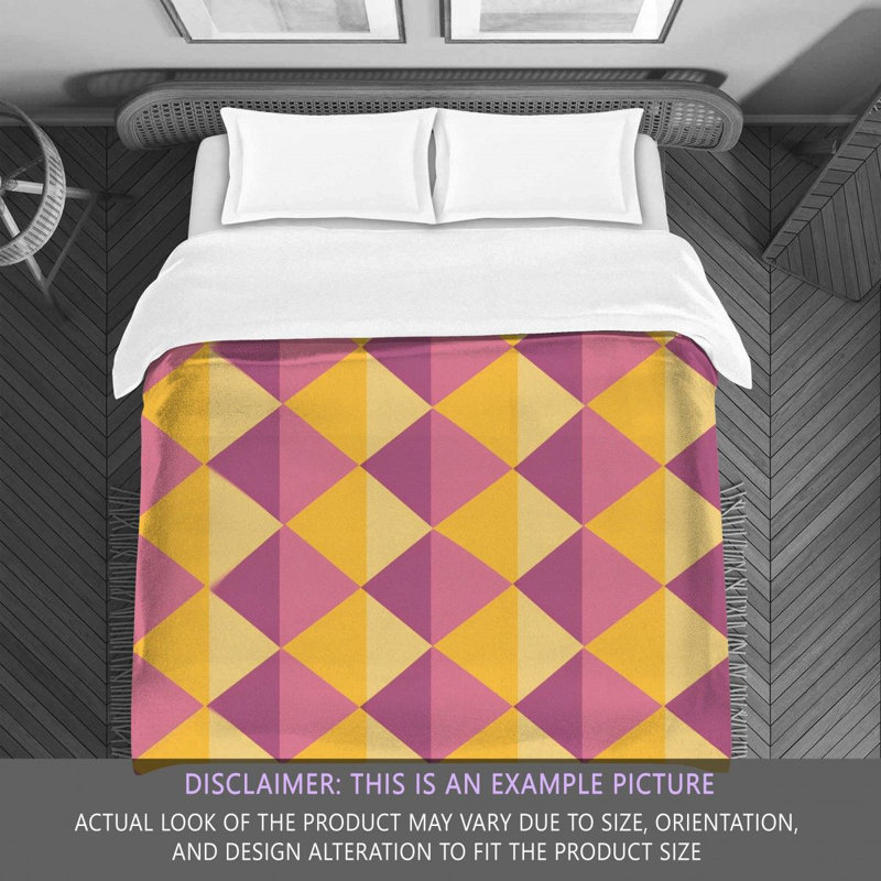 Machine Printed Comforter, Twin Comforter, Pink/Yellow Argyle