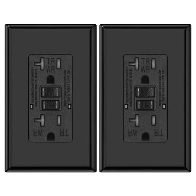 GFCI Outlet WR TR 20A, noir, résistant aux intempéries, ETL, paquet de 6