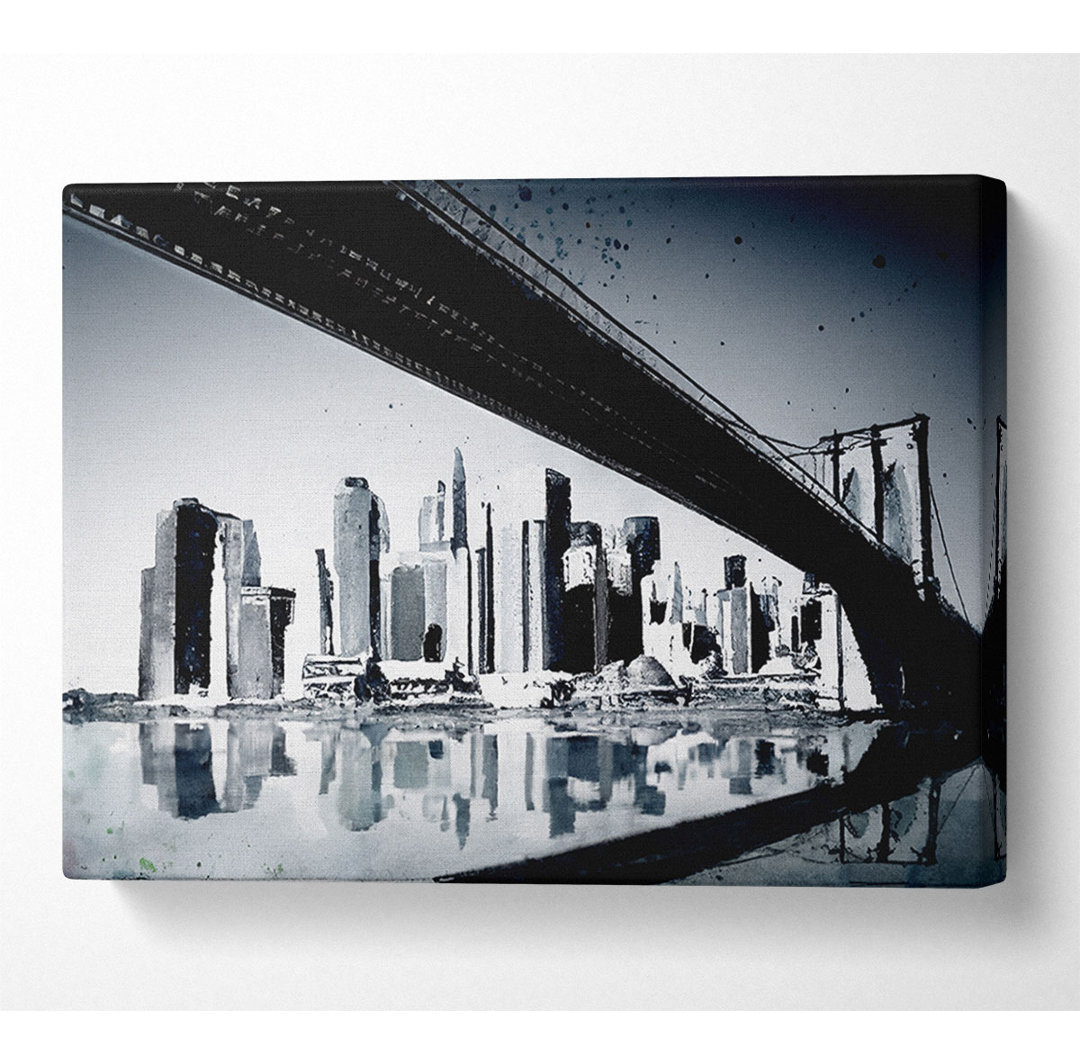 The Drive To New York City Blue - Leinwanddrucke auf Wrapped Canvas