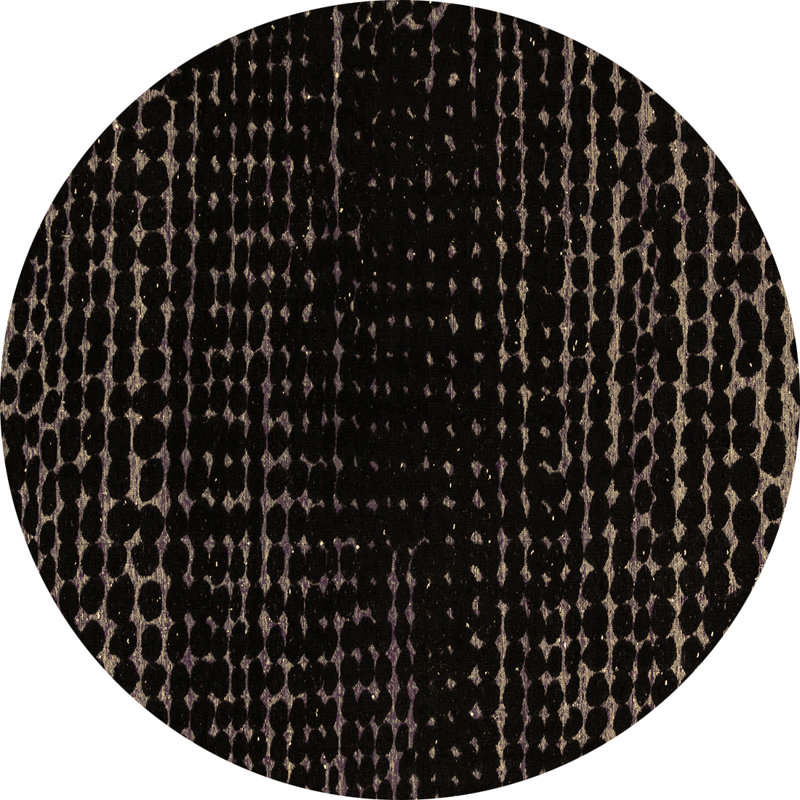 Tapis en laine / polyester tissé à la machine en noir / beige, Rond 4 pi