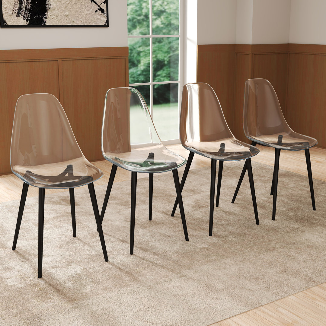 Kiyora Metal Leg Solid Back Dining Chair (Set of 4) Ivy Bronx Leg 