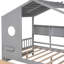 Lit double en bois pleine grandeur, finition grise, 2 tiroirs, tablette arrière pour lunettes de soleil, gris idéal, tablette de rangement,