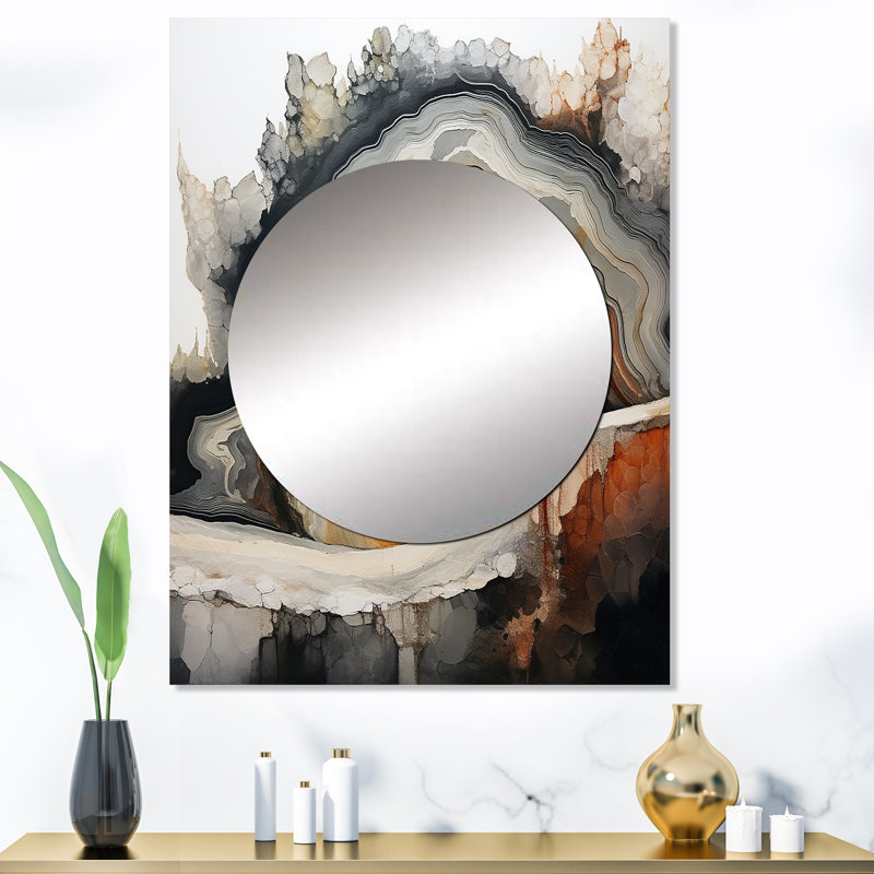 Natori Stone Geode Scenery Minimalisme - miroir décoratif en pierre Geode, miroir mural traditionnel, impression d'art en métal