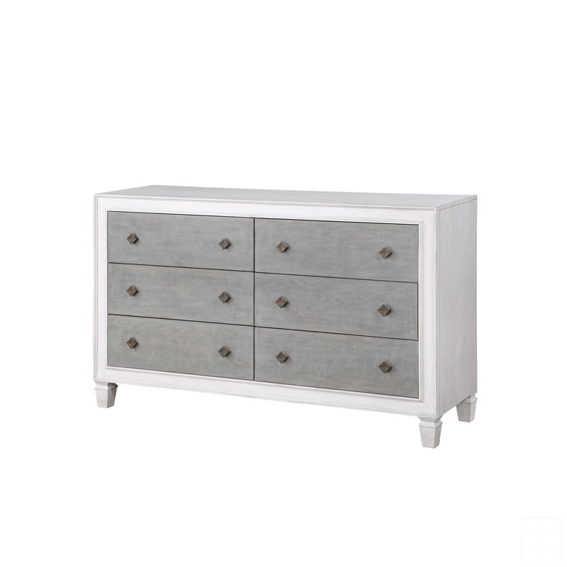 Commode rustique gris et blanc vieilli