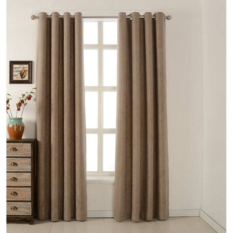 Bleeker Room Darkening Curtain Pair, Taupe
