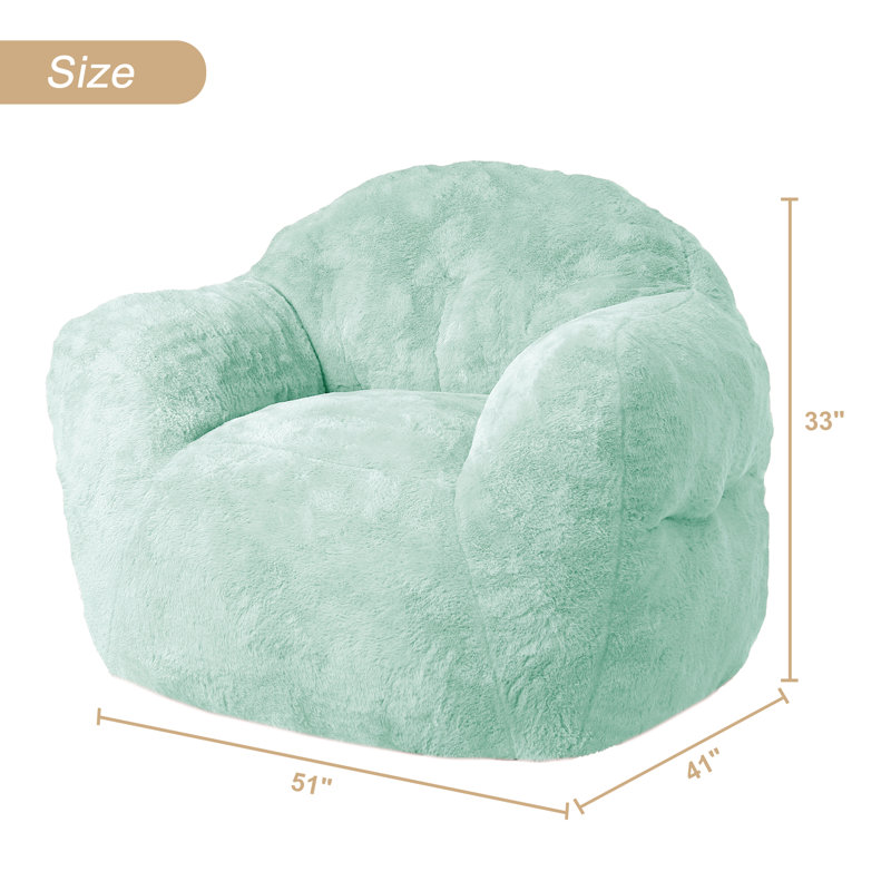 39" / 51" Oversized Bean Bag Chair for Adults & Kids, Filled Cozy Floor Sofa Beanbag Couch, 33" H x 51" W x 41" D, Green