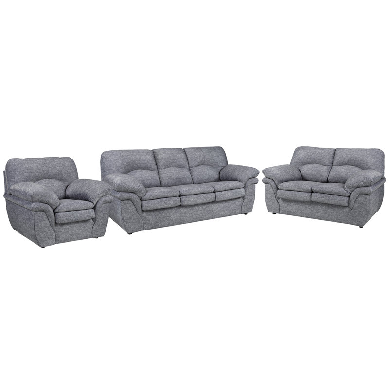 Ensemble de canapé et causeuse en tissu Beedle, gris, Gris