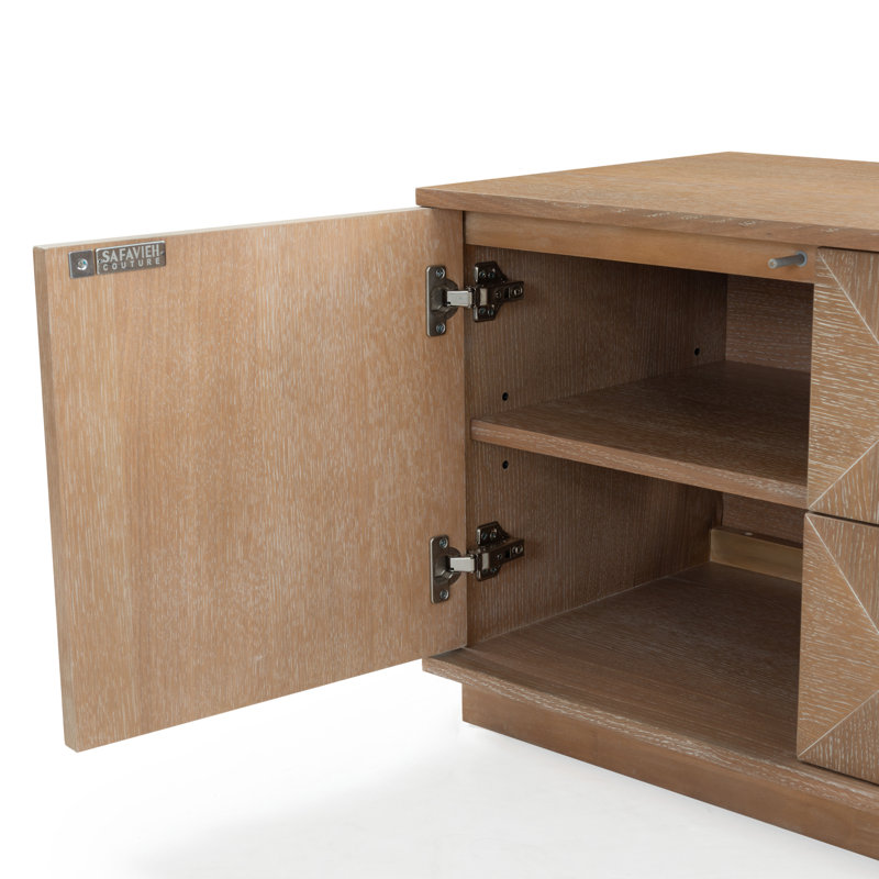 Patty 4 Door Wood Media Stand, Natural