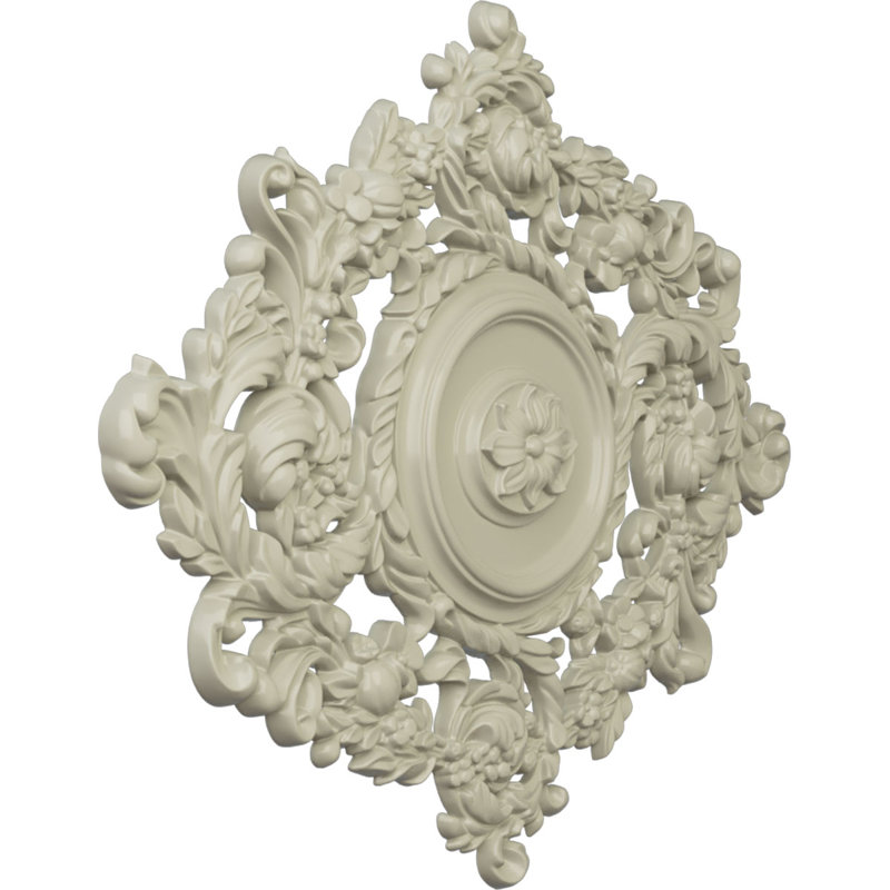 Médaillon de plafond Endurathane Katheryn, l 22 1/2 po x H 30 3/8 po x P 1 1/2 po, fini jaune clair peint à la main