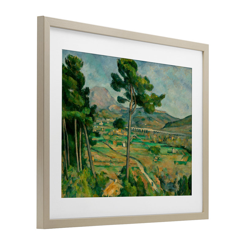 «Mont Sainte Victoire» classique, reproduction encadrée sous verre, conception de Paul Cezanne, H 17 po x l 21 po, Brun