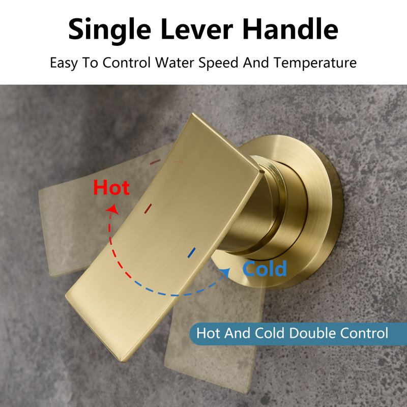 Wall Mounted Optional 2-handle Bathroom Faucet, Brushed Gold