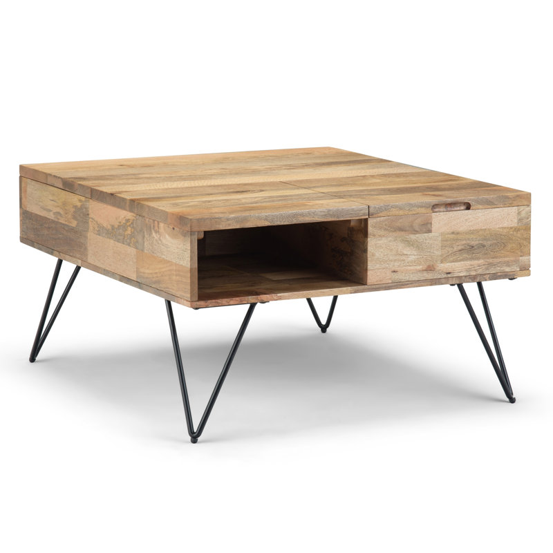 Hunter - Table basse carrée à plateau relevable - Naturel