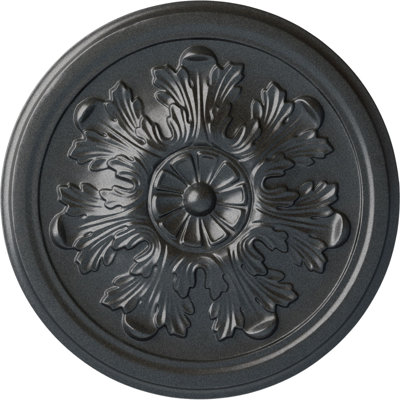 Médaillon de plafond en acanthe Endurathane Legacy, DO 12 3/4 po x P 7/8 po (convient aux auvents jusqu'à 3 1/2 po), fini étain peint à la main