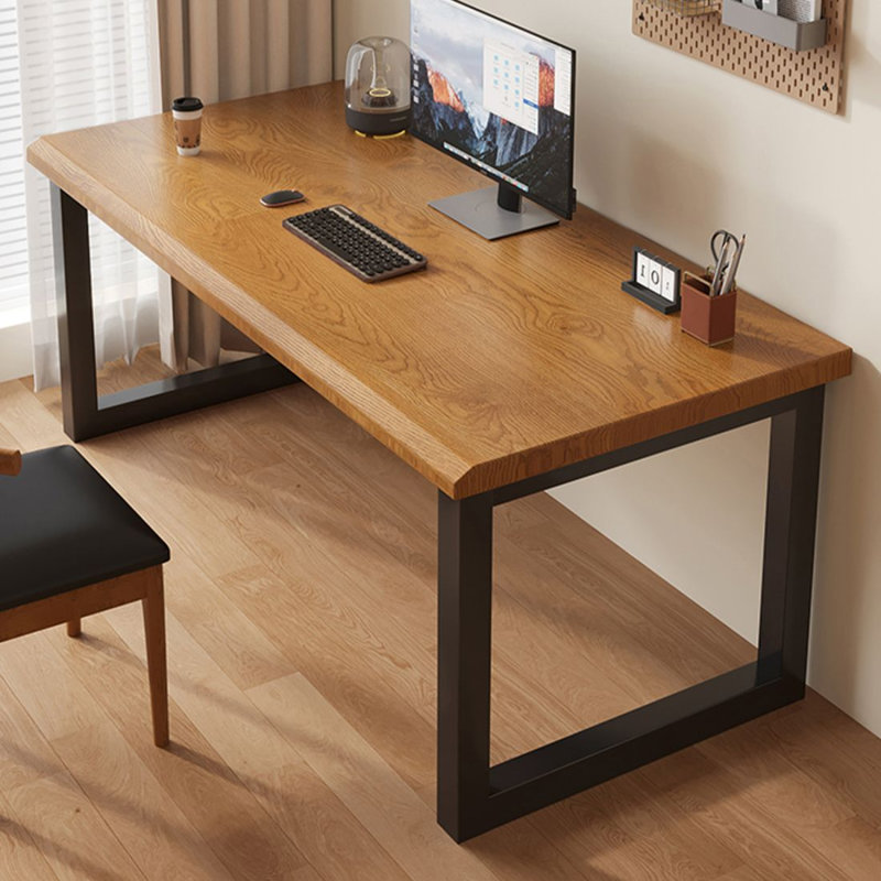 Brown Rectangular Solid Wood Writing Desk, 29.53" H x 70.87" W x 27.56" D