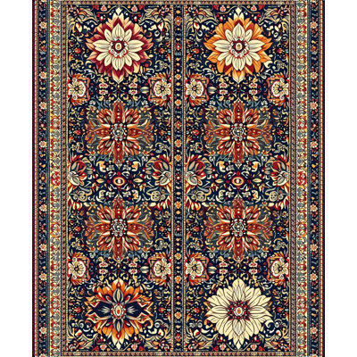Ultra Soft Area Rug, Non Slip, Stain Resistant, Washable Area Rugs for Living Room, Bedroom, Vintage Floral Non-Slip Carpet for Dining Room Office(Black)