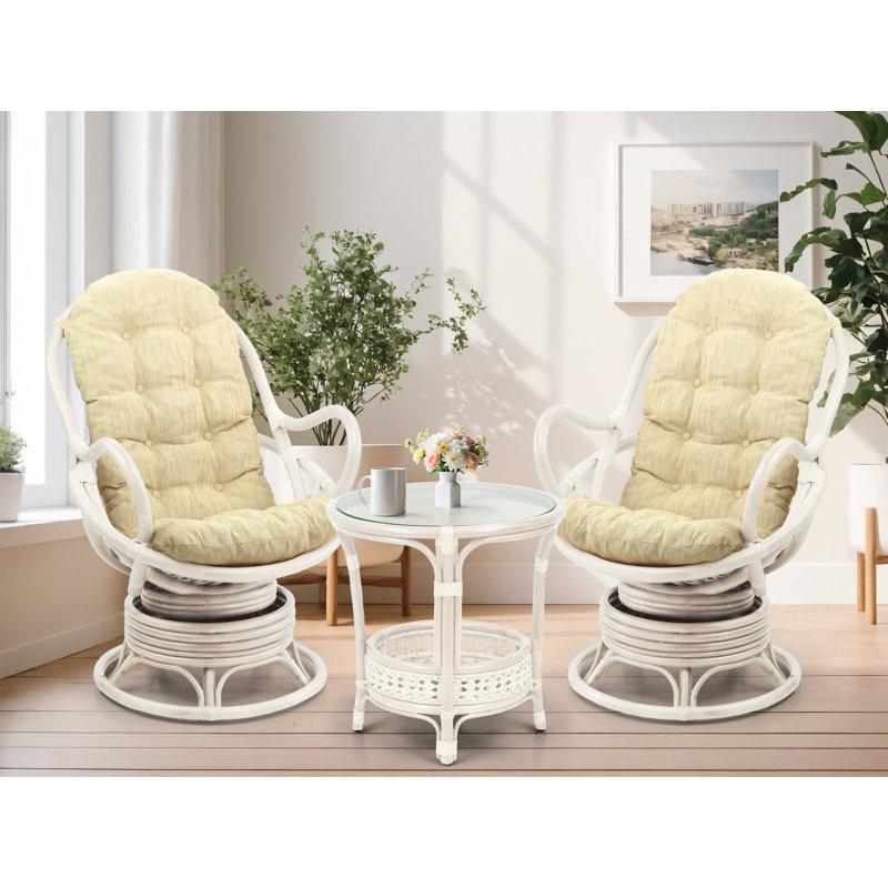 Upholstered Swivel Accent Chair, Cream, White