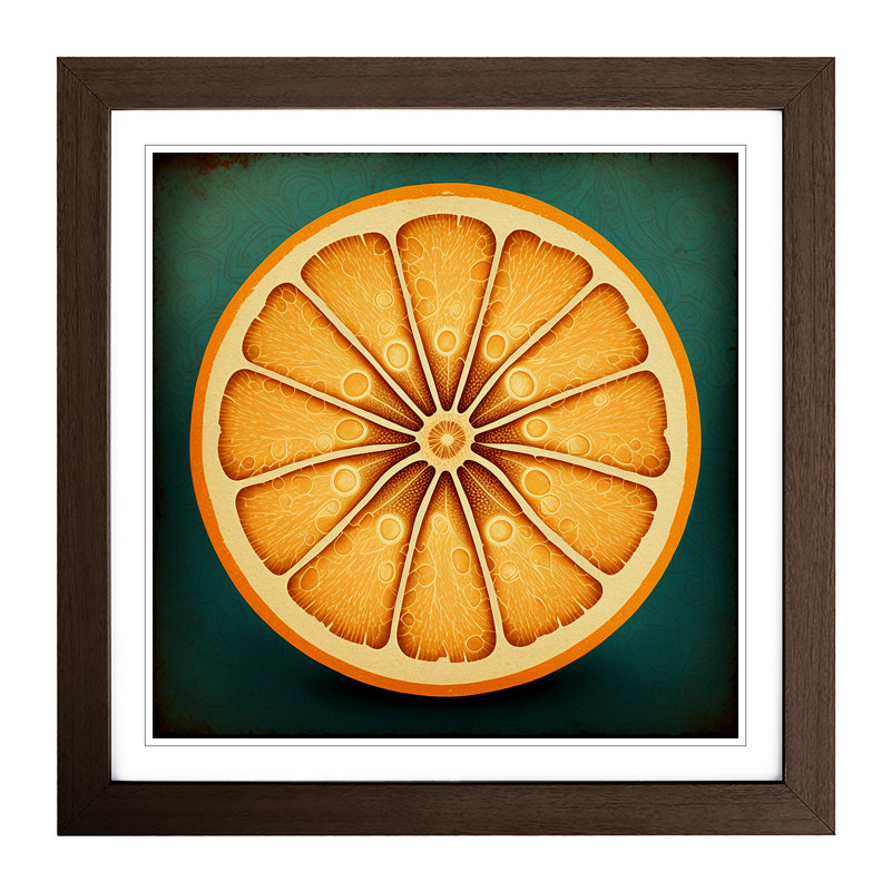 Orange Fruit Retro Art - Framed Print, Walnut