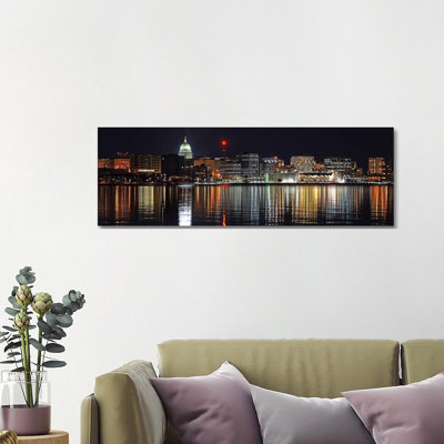 Madison Skyline Cityscape - Wrapped Canvas Panoramic Print