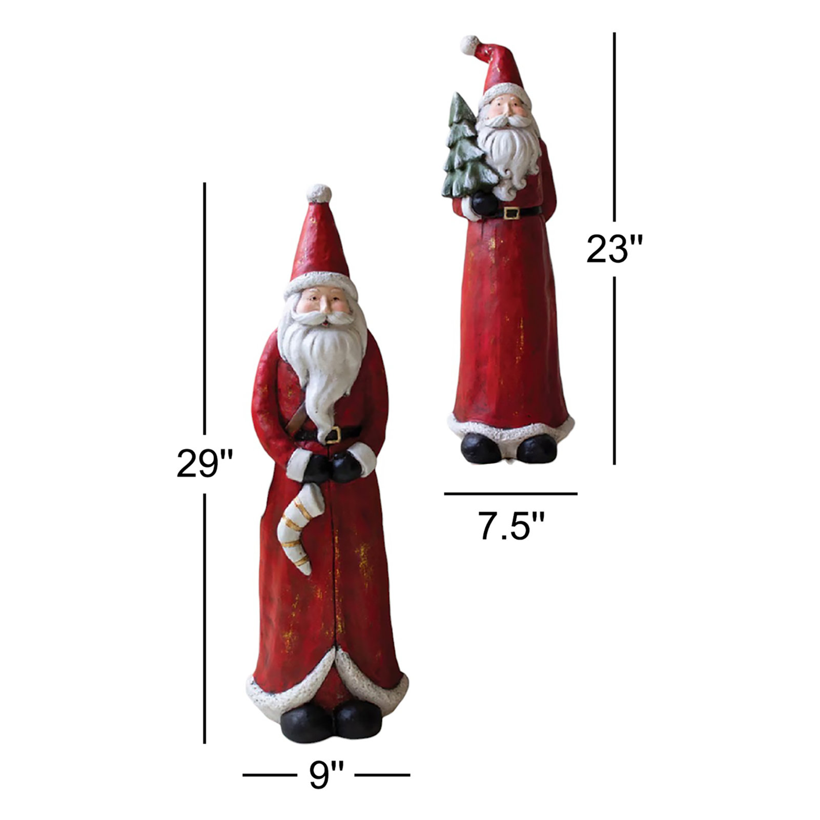 2-Piece Resin Santa Holiday Figurine Set