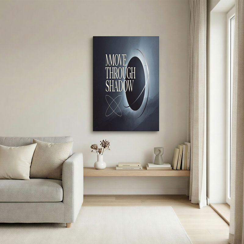 "Move Through Shadow", art mural sur toile avec éclipse et atome, H 16 po x l 24 po