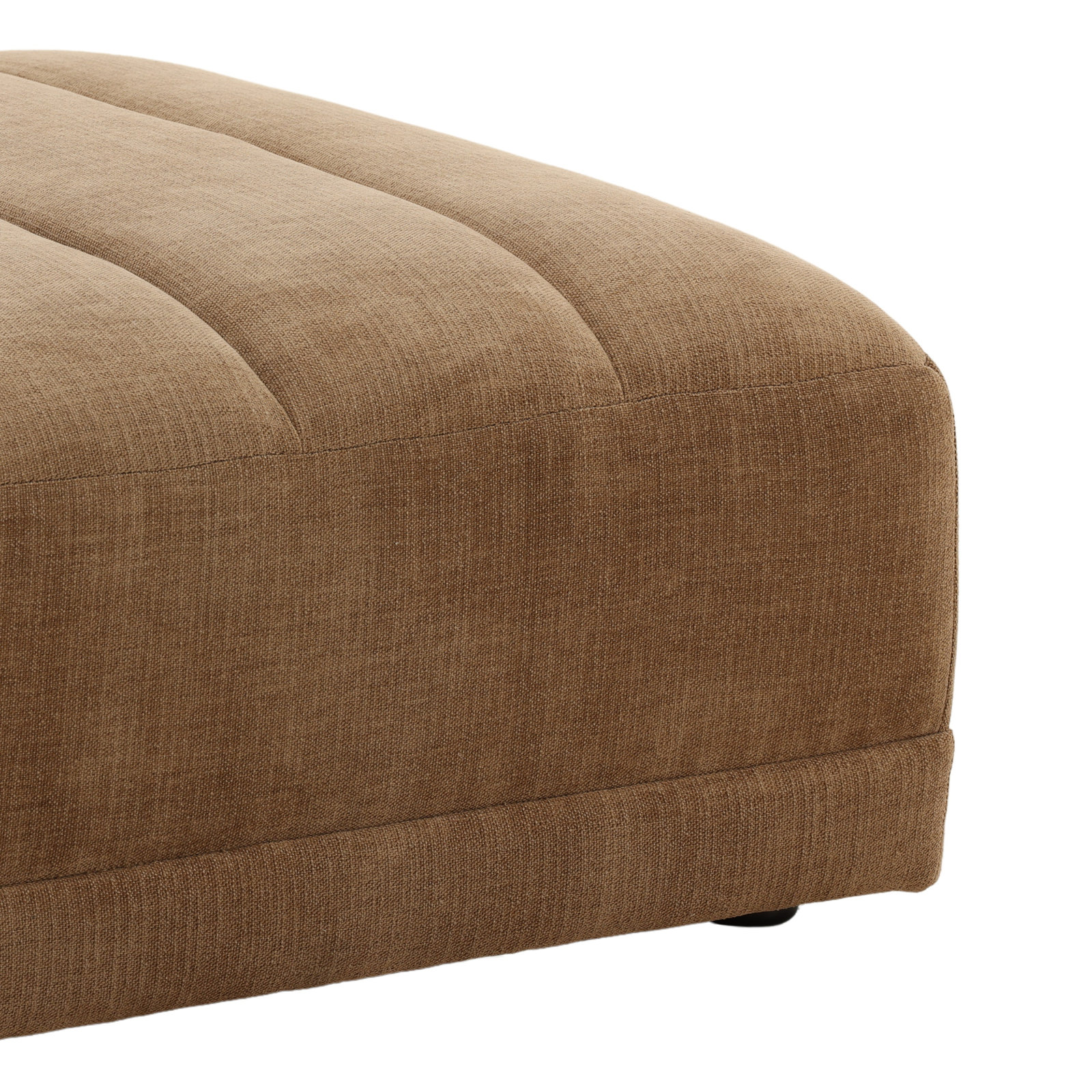 Lula Hardwood Upholstered Ottoman, Terracotta, Brown