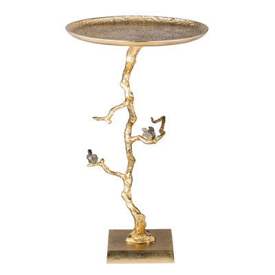 Contemporary Shiny Gold Table with Whimsical Tree Branch Design and Dazzling Finish, Perfect for Elegant Interiors