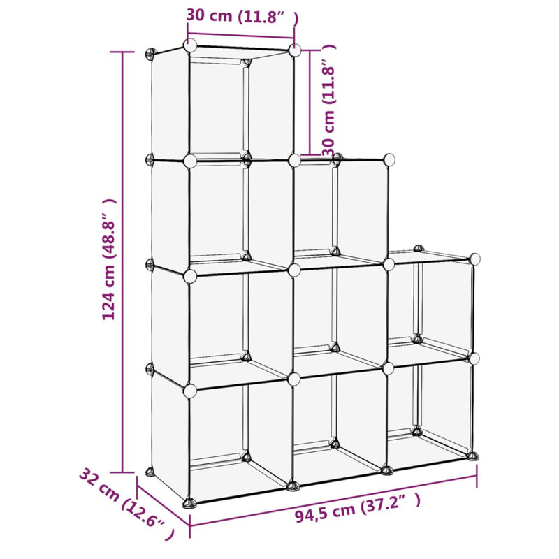 vidaXL Storage Cube Organizer with Cubes Stackable Organizer Modular Shelf PP