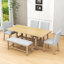 Ensemble de salle à manger 6 pièces Lourdez, table avec chaises rembourrées et banc-2067431812