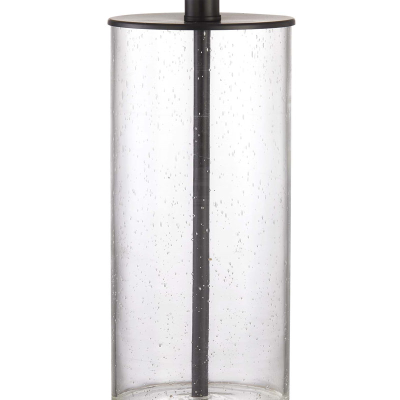 Lampe de table en verre bullé de 23,5 po avec abat-jour 3 voies, abat-jour en lin et base en métal Brokk pour le salon et la chambre à coucher