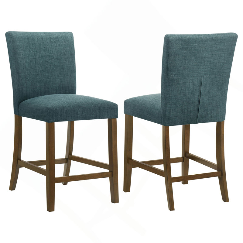 Ensemble de 2 chaises de comptoir, Brun + bleu sarcelle, Brun + bleu sarcelle
